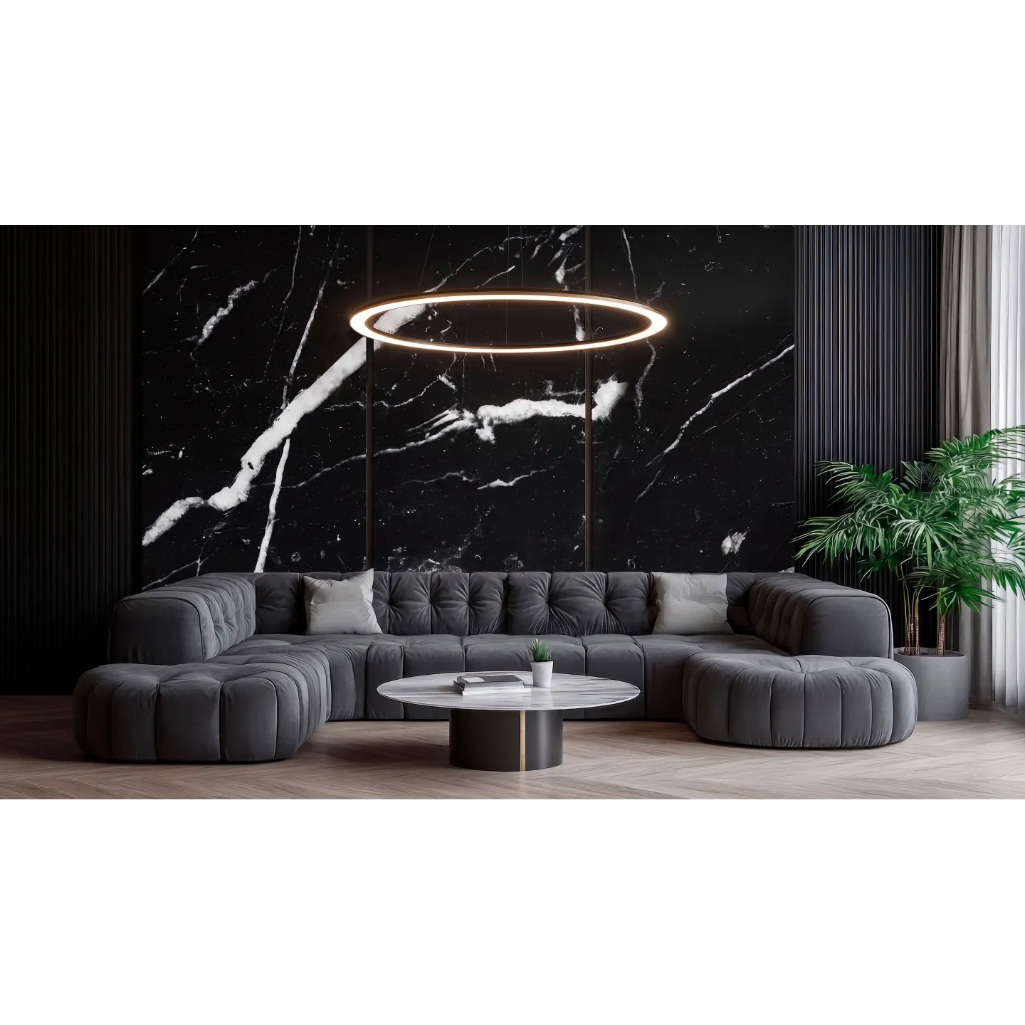 Wielkoformatowa płyta węglowa z kontynuacją wzoru POŁYSK 280x122x0,3cm kolor NERO