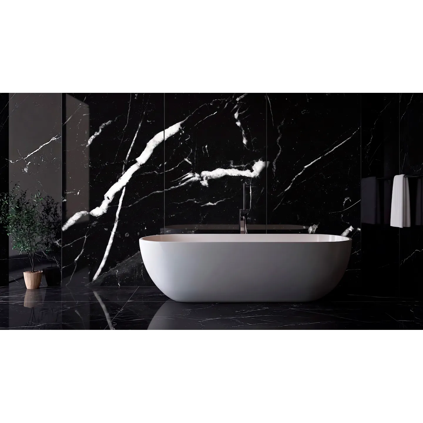 Wielkoformatowa płyta węglowa z kontynuacją wzoru POŁYSK 280x122x0,3cm kolor NERO