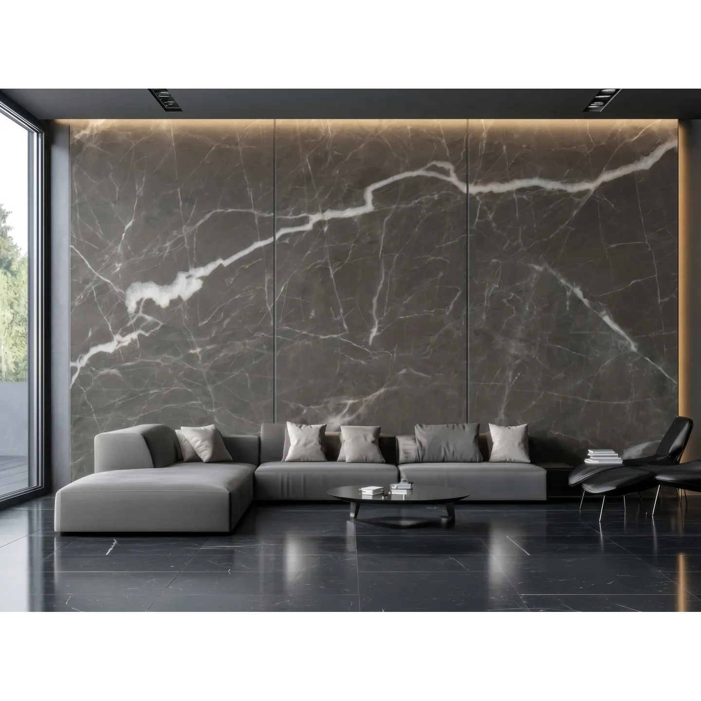 Wielkoformatowa płyta węglowa z kontynuacją wzoru POŁYSK 280x122x0,3cm kolor LAVI