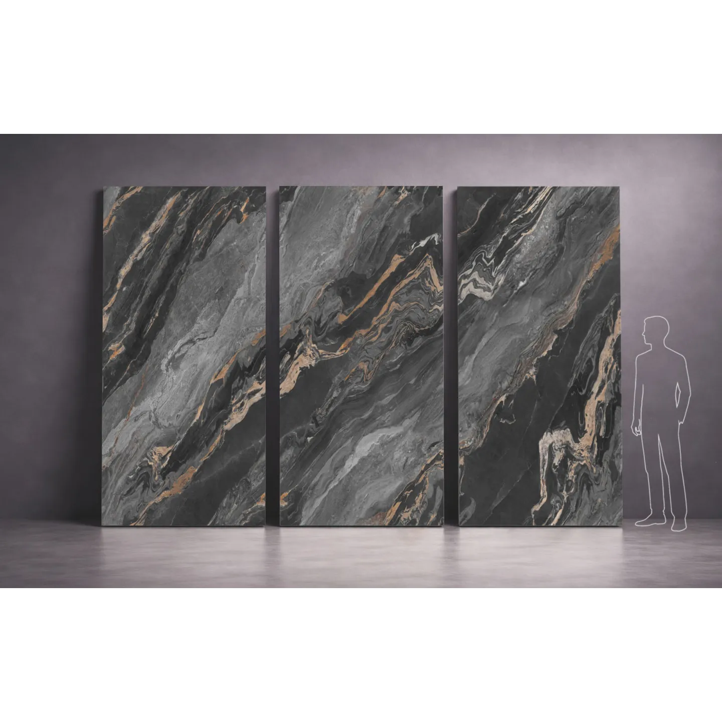 Wielkoformatowa płyta węglowa z kontynuacją wzoru POŁYSK 280x122x0,3cm kolor RAVA