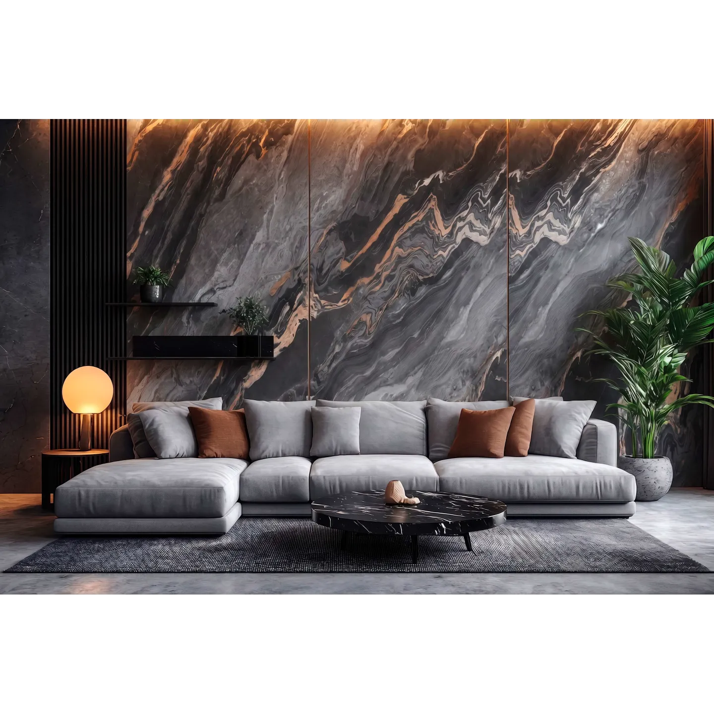 Wielkoformatowa płyta węglowa z kontynuacją wzoru POŁYSK 280x122x0,3cm kolor RAVA